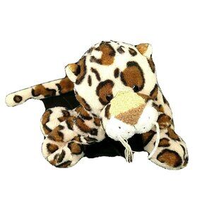 Ganz Webkinz Leopard Wild Cat Plush Stuffed Animal Tan Brown 9 inch Laying Toy